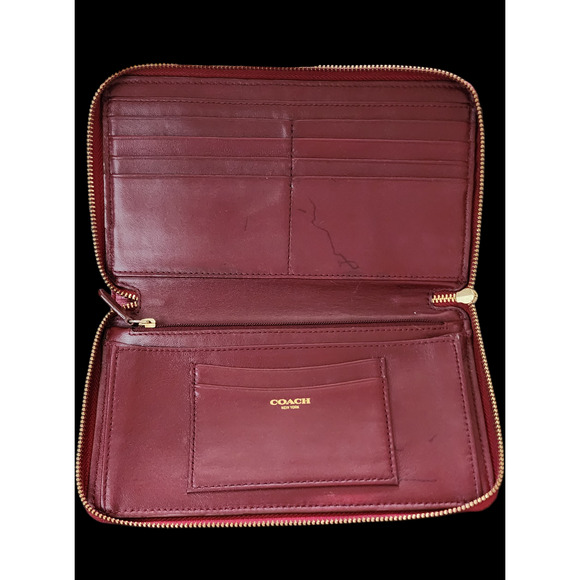 Coach New York red cross grain leather wallet clutch - Picture 3 of 9